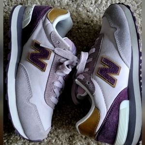 Pre-owned New Balance Girl's Gray/Purple/Gold Classic 515v1 Sneaker Size 1